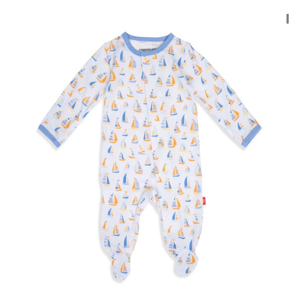 Magnetic Me Blue and Orange Sailboat Kids Footie